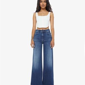 MOTHER Wide-Leg High-Rise Jeans in Deep Indigo. These are Lil' Mother petite.
